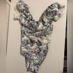 Disney Janie and Jack Disney Alice in Wonderland floral ruffle swimsuit size 5